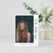 Laat het avontuur script Casual beginnen | Afstude Aankondigingskaart (Staand voorkant)