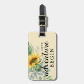 Laat het avontuur Zonnebloem Greenery beginnen Bagagelabel (Voorkant verticaal)