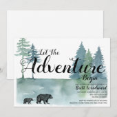 Laat het Baby shower van de Beren van de Waterverf Kaart (Voorkant / Achterkant)