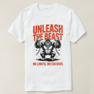 Laat het Beest los Gorilla Fitness Motivatie T-shi T-shirt