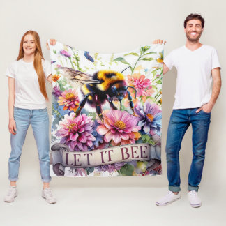 Laat het Bij Zijn – Waterverf Hommeltje Lente Bloe Fleece Deken