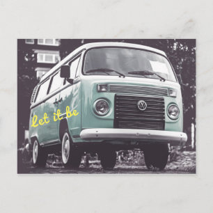 Laat het een hippie bloem kind bestelwagen briefkaart