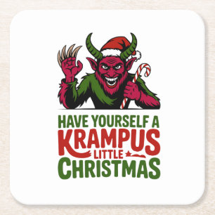 Laat het een Krampus Kerstmis zijn Krampus L Vierkante Kartonnen Onderzetter