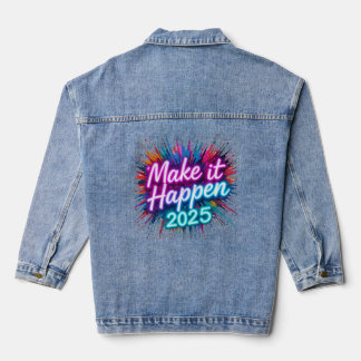 LAAT HET GEBEUREN IN NEON SCRIPT DENIM JACKET