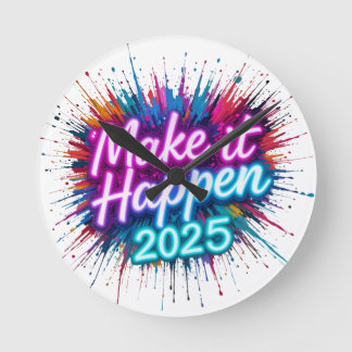 LAAT HET GEBEUREN IN NEON SCRIPT RONDE KLOK