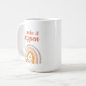 Laat het gebeuren, motivatie boho regenboog koffiemok (Voorkant links)