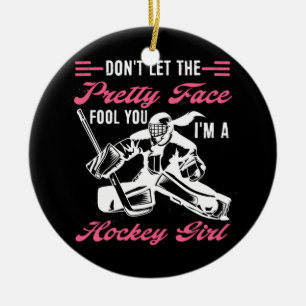 Laat het  gezicht je een ockey geven keramisch ornament