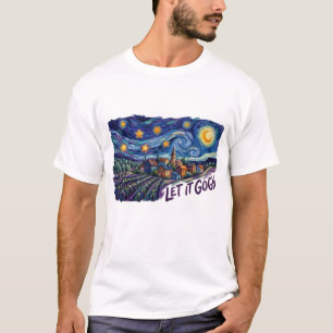 Laat het Gogh" bevat Gogh-schilderkunstige grap-pu T-shirt