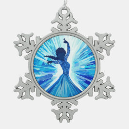 Laat het los tin sneeuwvlok ornament