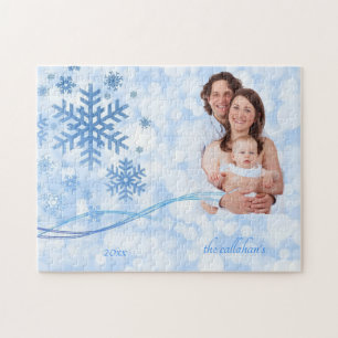 Laat het nu blauwe puzzle sneeuwen legpuzzel
