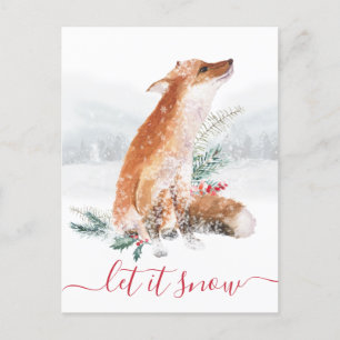 Laat het nu de Rode Fox Winter Woodland Holiday sn Briefkaart