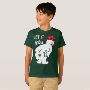 LAAT HET NU grappige sneeuwman ZIJN T-shirt