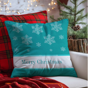Laat het nu Sneeuwfeest Pillow, Aqua Kussen