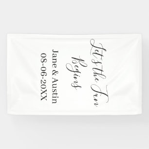 laat het plezier beginnen huwelijksnaam datum simp spandoek