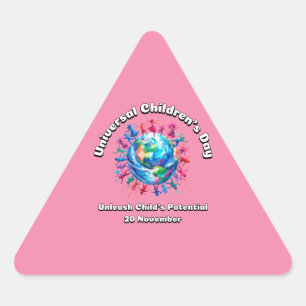 Laat het potentieel van het kind los. Wereldkinder Driehoek Sticker