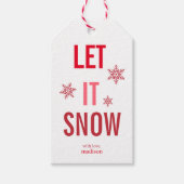 Laat het rode kerst sneeuwen cadeaulabel (Voorkant)