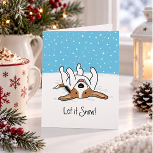 Laat het Sneeuw Beagle Vakantie - Een Besneeuwde H Feestdagen Kaart