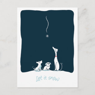 Laat het Sneeuw Honden - Middernacht Blauwe Kerstk Briefkaart