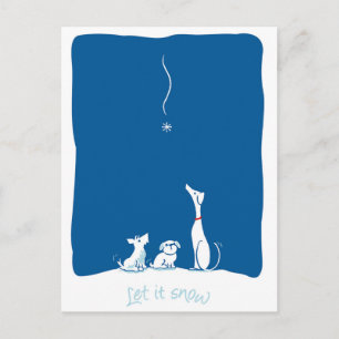 Laat het Sneeuw Honden - Schemeringblauw Briefkaart