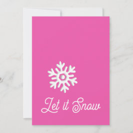 Laat het Sneeuw Minimale Roze Witte Sneeuwvlok Feestdagenkaart