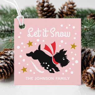Laat het Sneeuw Schattigee Scottie Dog Christmas P Bedankjes Labels