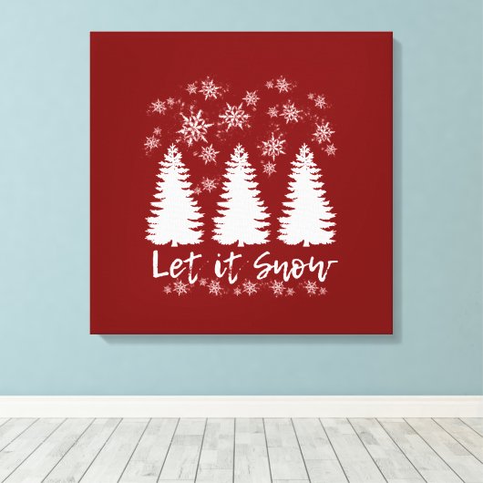 Laat het Sneeuw Stretched Canvas Print (Insitu (Houten vloer))