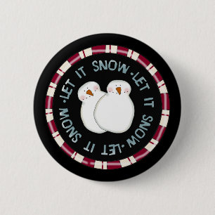 Laat het Sneeuw Vakantie Tshirts en Geschenken Ronde Button 5,7 Cm
