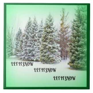 Laat het Sneeuw Winter Wonderland Green Achtergron Tegeltje