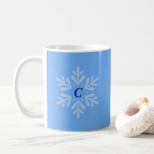 Laat het Sneeuwblauw Monogram Mok (Met donut)