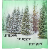 Laat het sneeuwden Pine Trees Green Glow Winter Sc Douchegordijn (Voorkant)