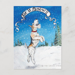 Laat het sneeuwdraad Fox Terrier! Feestdagenkaart