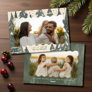 Laat het sneeuwen 2 Foto Familie Kerstbomen Feestdagenkaart