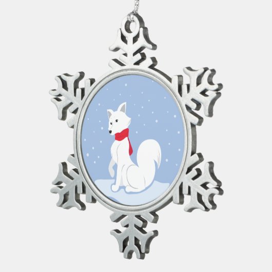 Laat het sneeuwen! (Arctische vos) Tin Sneeuwvlok Ornament (Rechts)