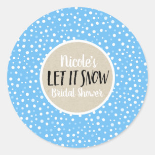 Laat het sneeuwen Blauw Witte Sneeuw Winter Vakant Ronde Sticker