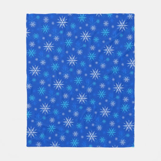 Laat het sneeuwen, blauwe sneeuwvlok patroon fleec fleece deken (Voorkant)