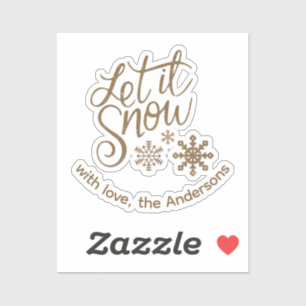 "Laat het sneeuwen" Christmas Gold Glitter aangepa Sticker