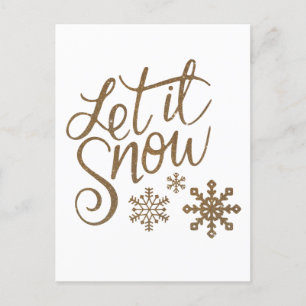 "Laat het sneeuwen" Christmas Gold Glitter Feestdagenkaart