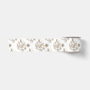 "Laat het sneeuwen" Christmas Gold Glitter Lint