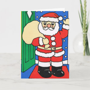 Laat het sneeuwen!, de Kerstman zwaait gedag Feestdagen Kaart