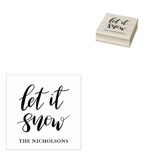 Laat het sneeuwen eenvoudig elegant handgeschreven rubberstempel (Gestempeld)