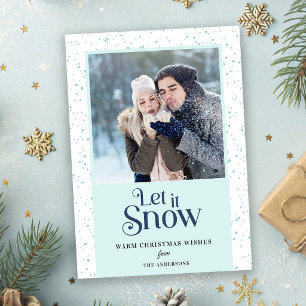 Laat het Sneeuwen Eenvoudige Foto Kerstkaart