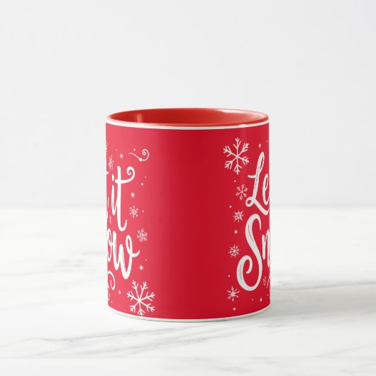 Laat het sneeuwen Elegant Script Kerstmis Feesteli Mok (Midden)