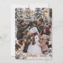 Laat het Sneeuwen Familie Foto Kerstkaart