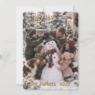 Laat het Sneeuwen Familie Foto Kerstkaart