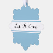 LAAT HET SNEEUWEN Fancy Tekst Slate Blauw Witte St Ornament Kaart (Links)