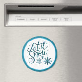 Laat het Sneeuwen Faux Blue Glitter Magnet Magneet (Insitu (Vaatwasser))