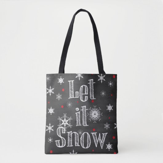Laat het sneeuwen Faux Chalkboard-Canvas tas (Voorkant)