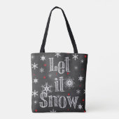 Laat het sneeuwen Faux Chalkboard-Canvas tas (Achterkant)