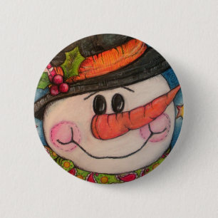 Laat het sneeuwen - Frosty Snowman Ronde Button 5,7 Cm