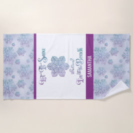 Laat het Sneeuwen–Grappig Kerststrand Paars Strandlaken